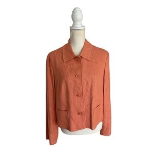 Orvis Coral Button Front Blazer Jacket Size 14